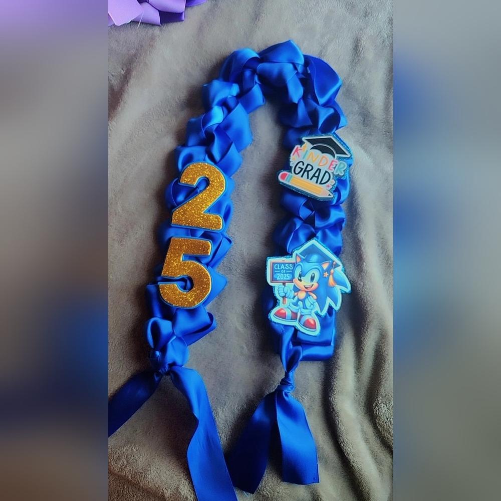 Blue Graduation Ribbon with Gold Accents